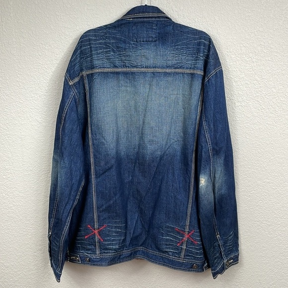 Marithe Francois Girbaud Denim Jean Trucker Jacket Distressed Cotton XXXL - Picture 5 of 11